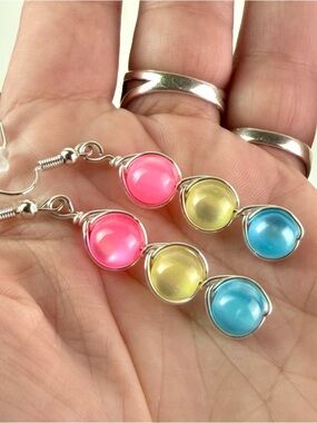 Artisan Crafted LGBTQ+ Pride Pansexual Earrings Wire Wrapped